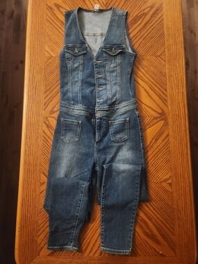 Guess Sleeveless Blue Denim Jumpsuit